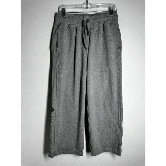 Adidas Stella McCartney Women’s Gray Sweat Capri Pants Sz M Logo Pockets Cotton - Picture 1 of 16